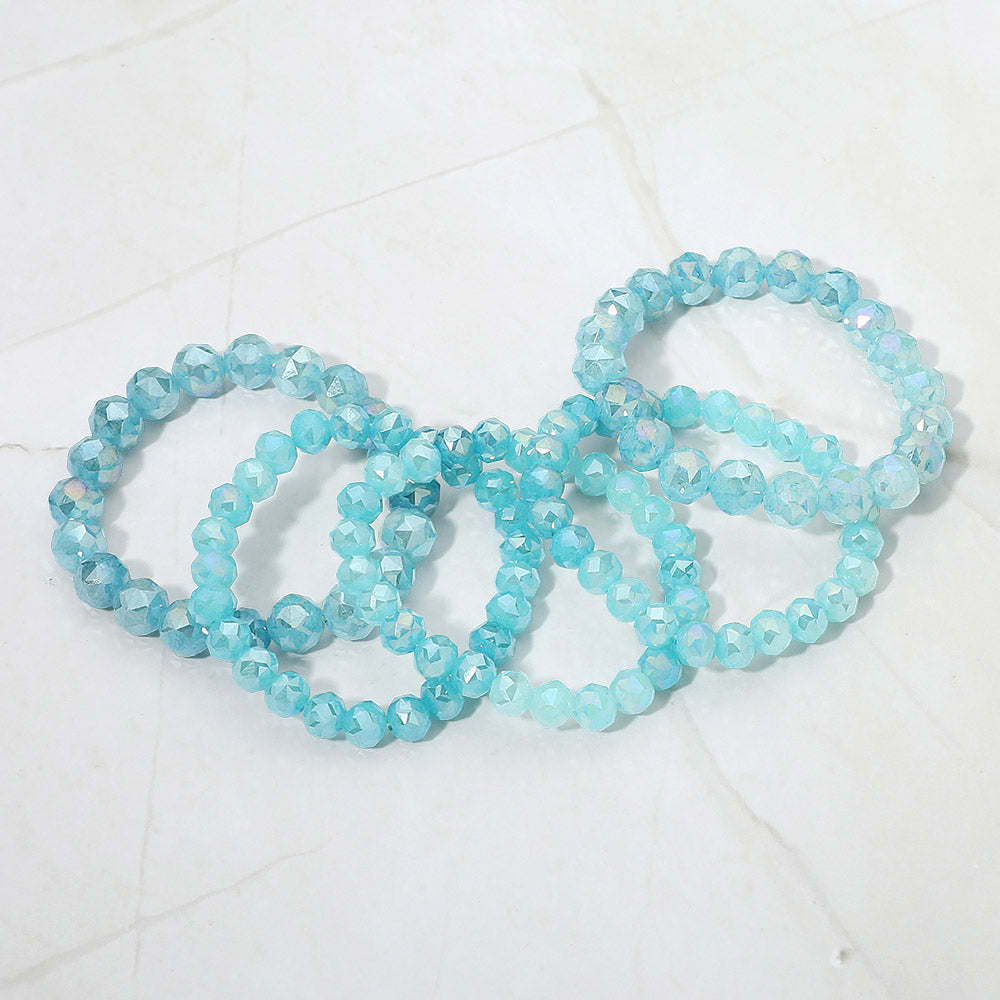 5PCS - Faceted Beaded Stretch Multi Layered Bracelets
