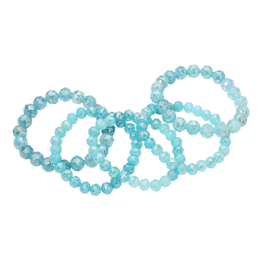 5PCS - Faceted Beaded Stretch Multi Layered Bracelets