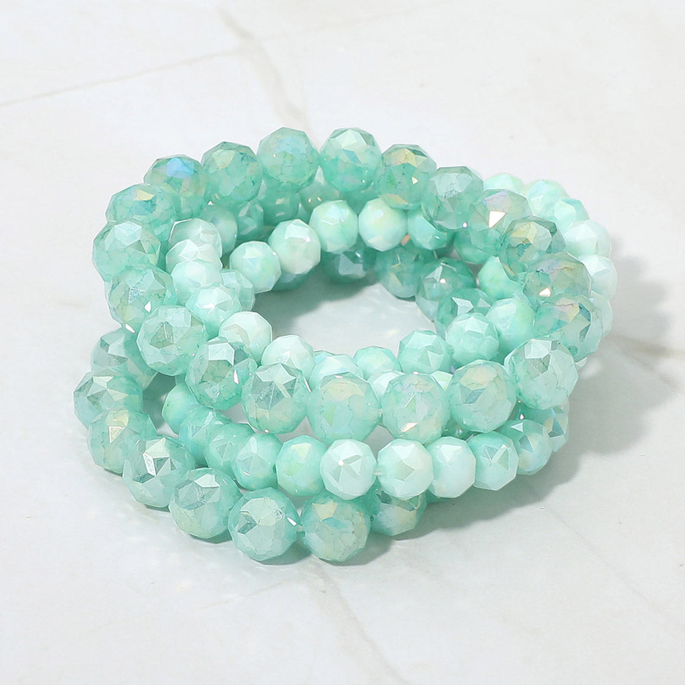 5PCS - Faceted Beaded Stretch Multi Layered Bracelets