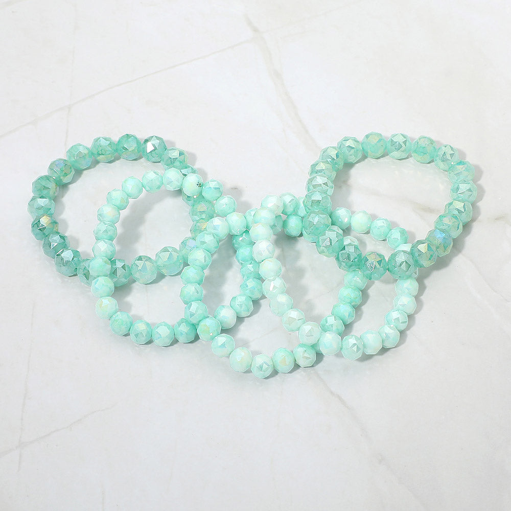 5PCS - Faceted Beaded Stretch Multi Layered Bracelets