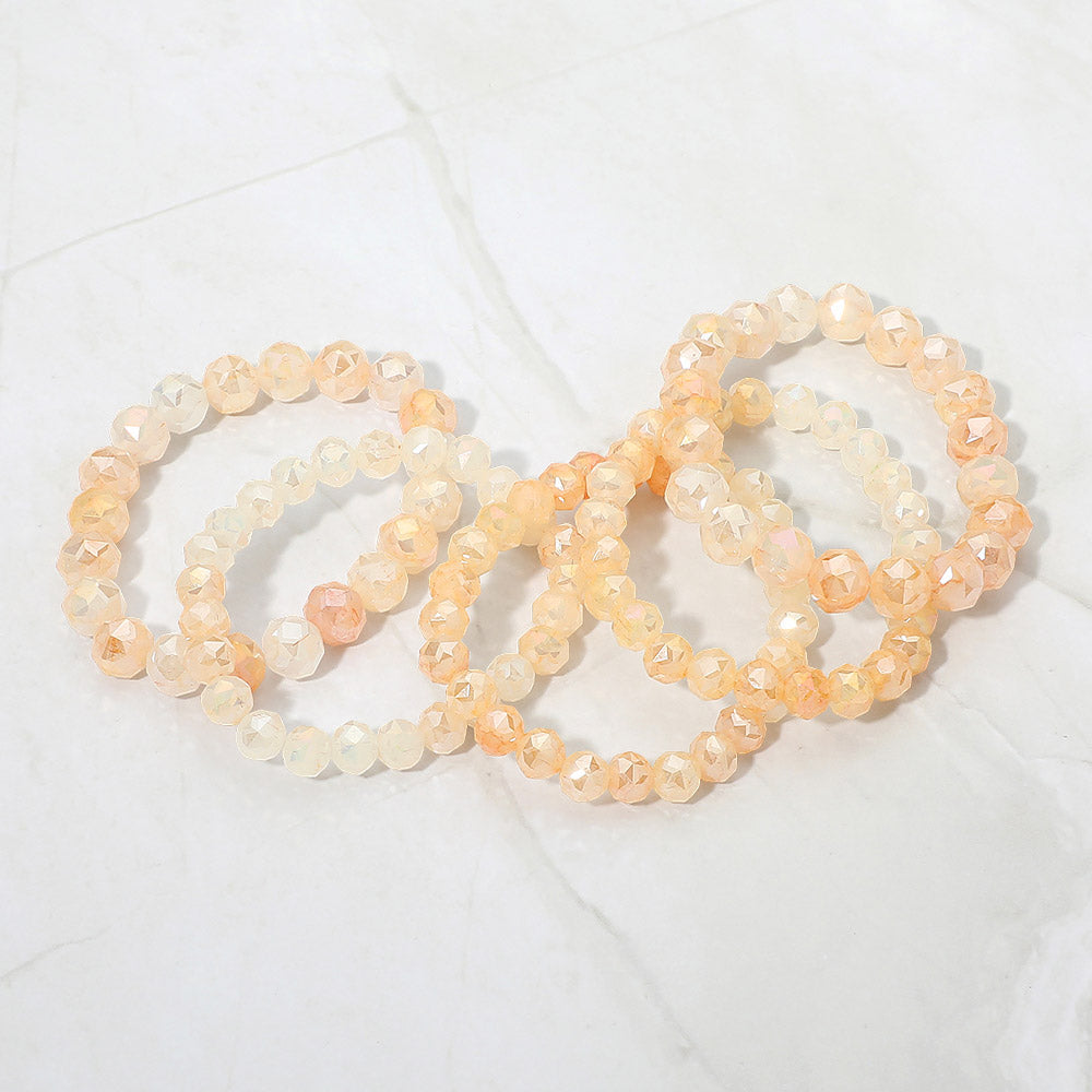 5PCS - Faceted Beaded Stretch Multi Layered Bracelets