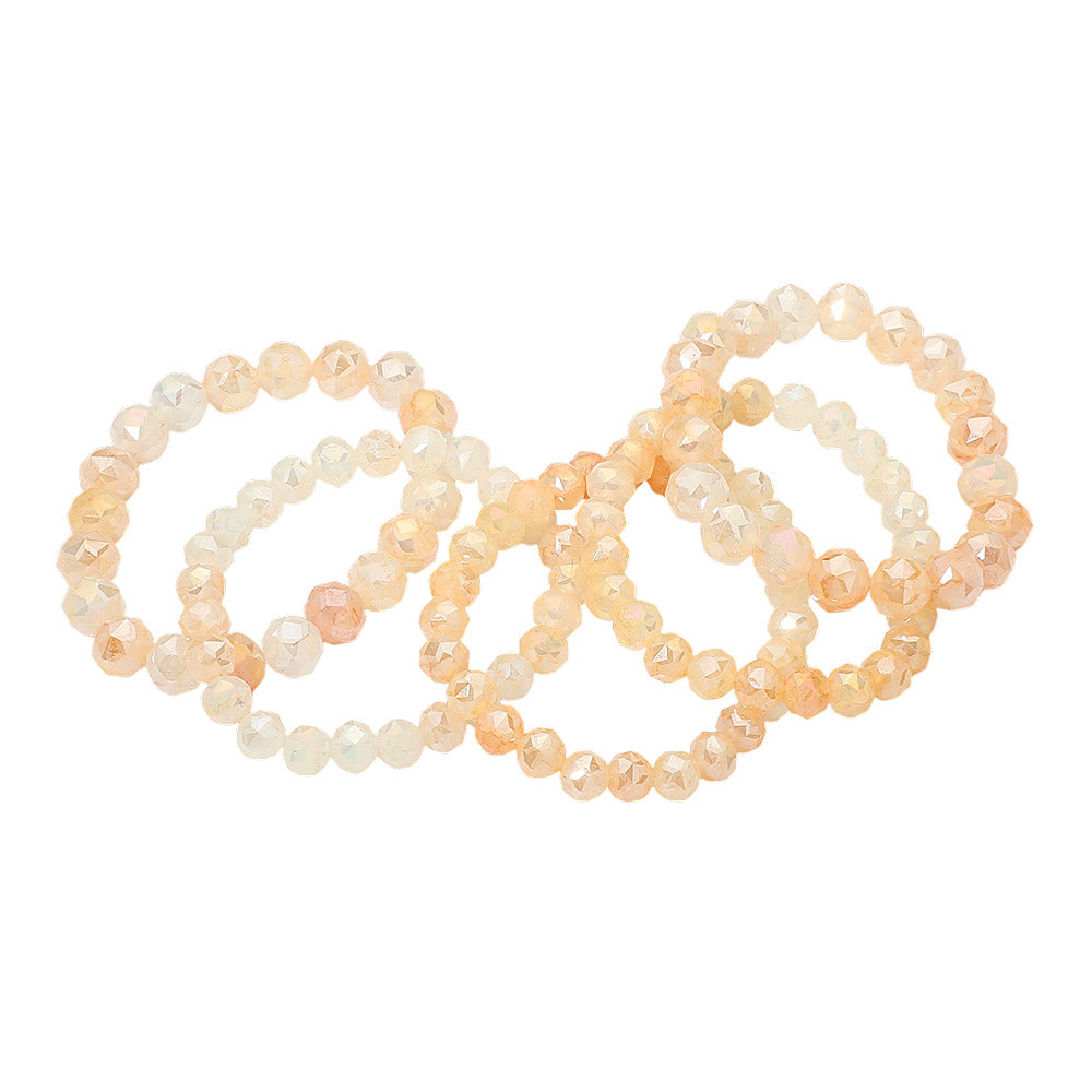 5PCS - Faceted Beaded Stretch Multi Layered Bracelets