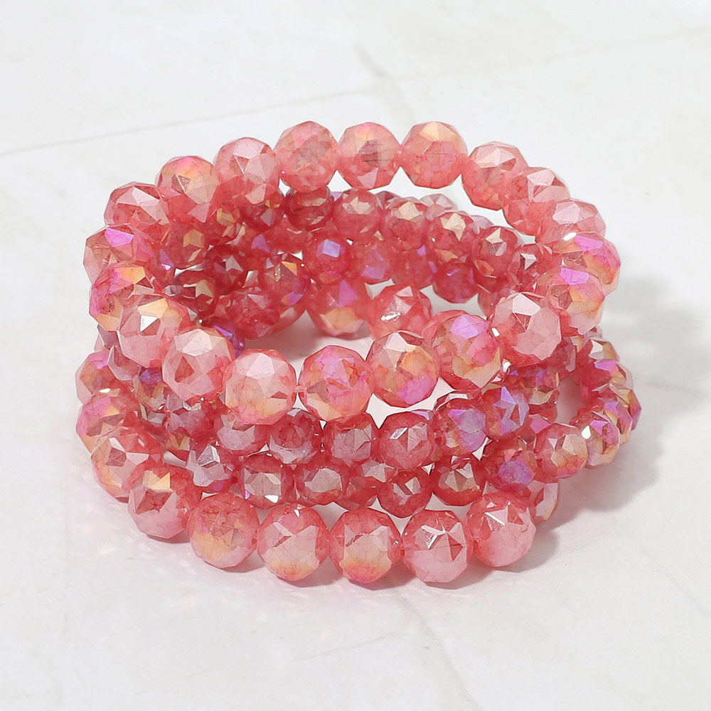 5PCS - Faceted Beaded Stretch Multi Layered Bracelets