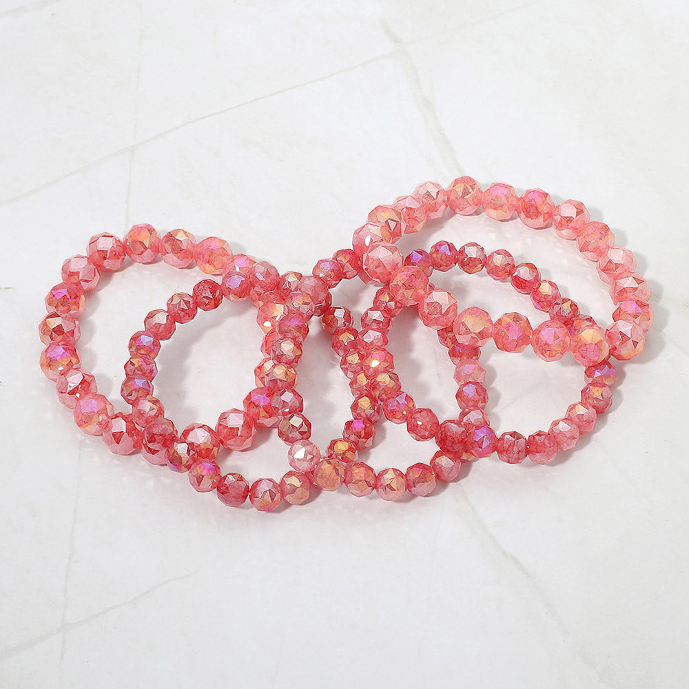 5PCS - Faceted Beaded Stretch Multi Layered Bracelets