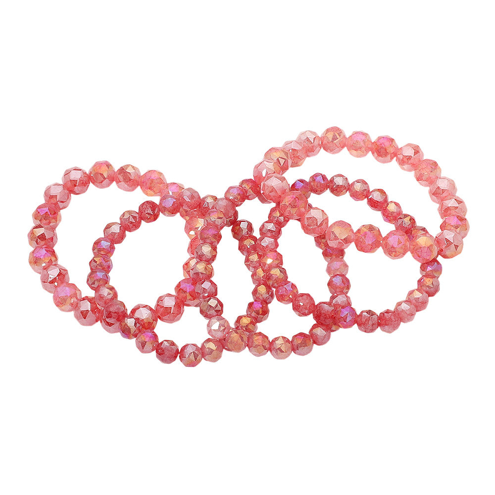 5PCS - Faceted Beaded Stretch Multi Layered Bracelets