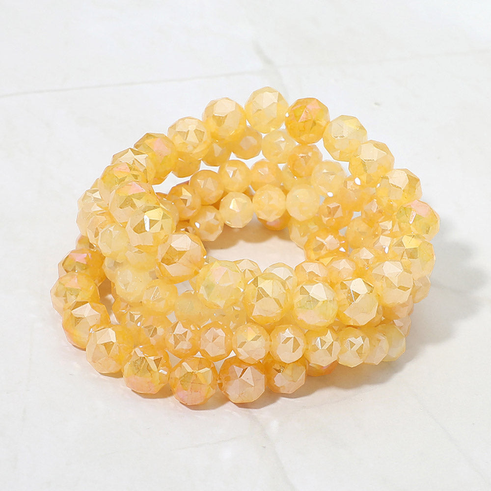 5PCS - Faceted Beaded Stretch Multi Layered Bracelets