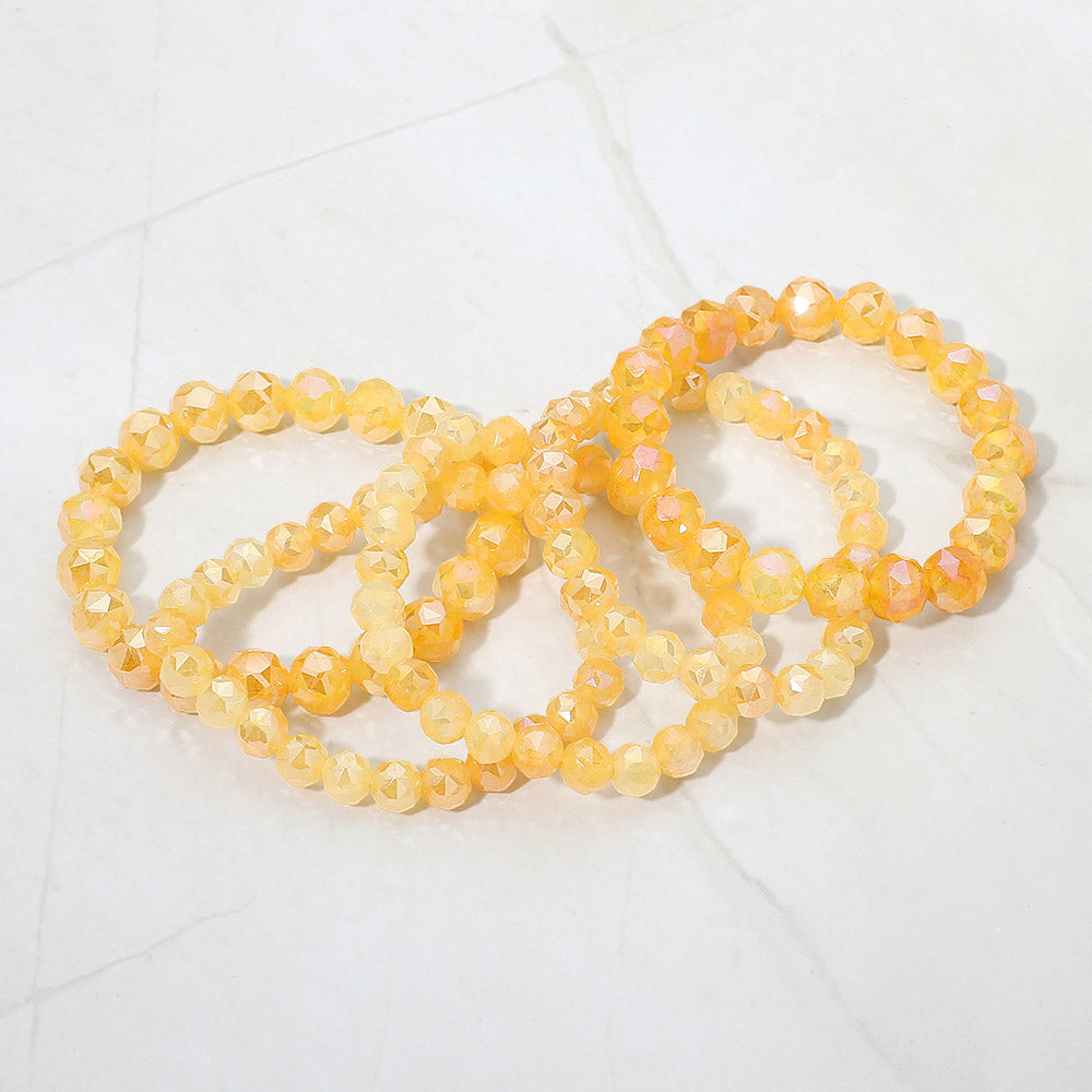 5PCS - Faceted Beaded Stretch Multi Layered Bracelets