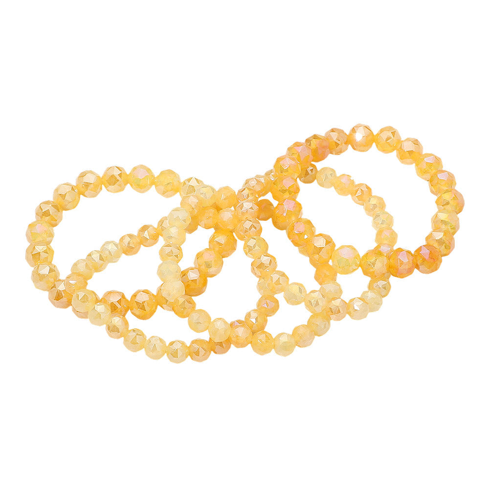 5PCS - Faceted Beaded Stretch Multi Layered Bracelets