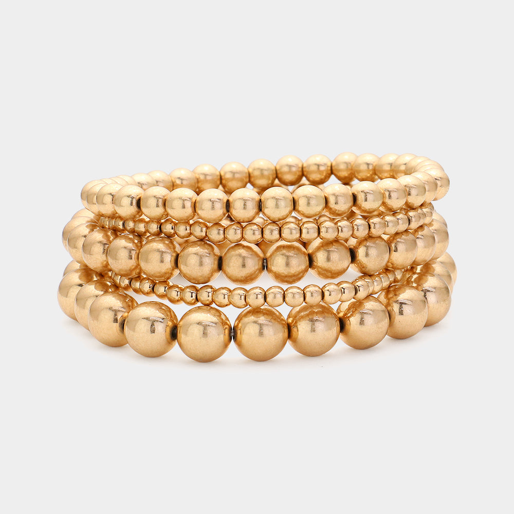 5PCS - Metal Ball Beaded Stretch Bracelets