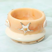 3PCS - Bold Starfish Accent Resin Multi Layered Bangle Bracelets