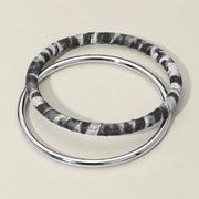 2PCS - Metal Leopard Fabric Covered Bangle Layered Bracelets