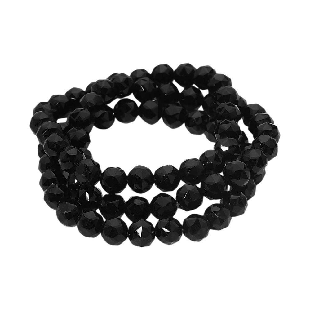 3PCS - Faceted Beaded Stretch Multi Layered Bracelets