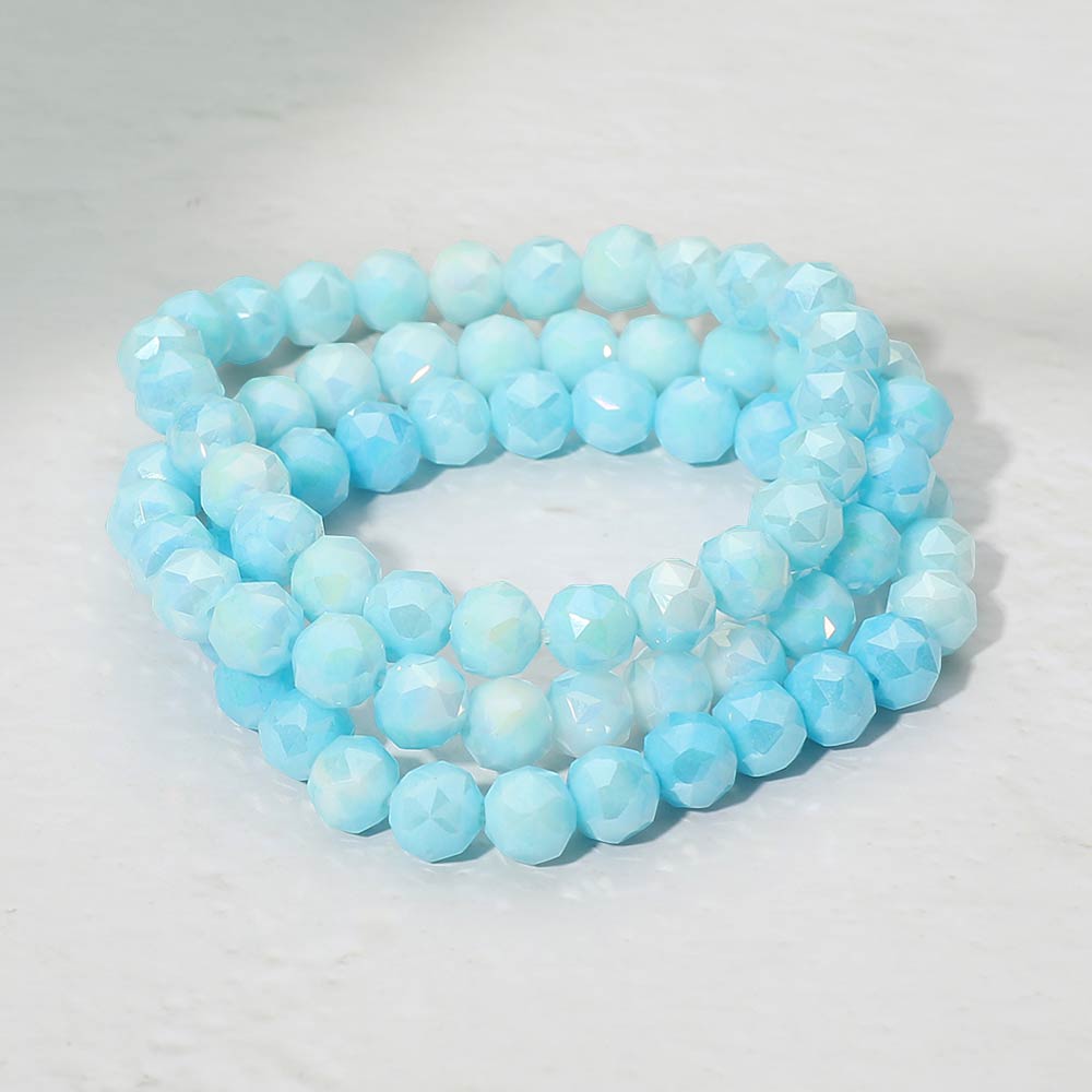 3PCS - Faceted Beaded Stretch Multi Layered Bracelets