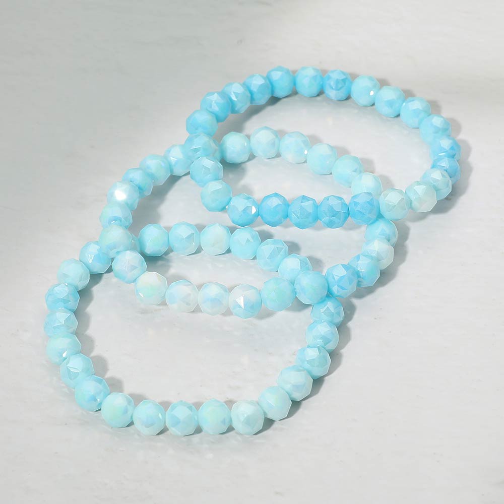 3PCS - Faceted Beaded Stretch Multi Layered Bracelets