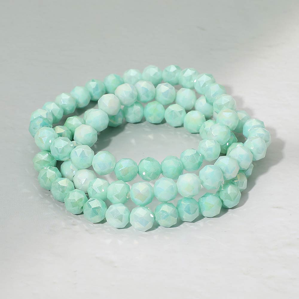3PCS - Faceted Beaded Stretch Multi Layered Bracelets