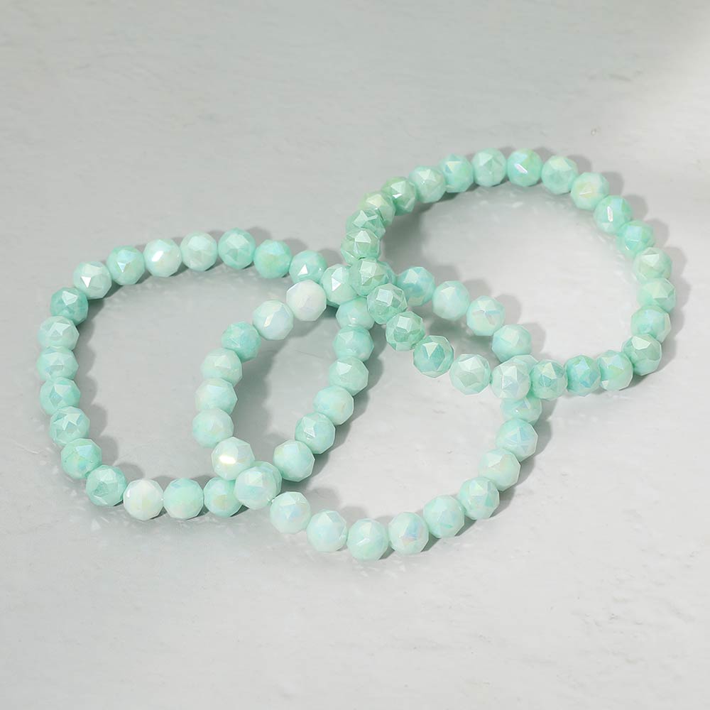 3PCS - Faceted Beaded Stretch Multi Layered Bracelets