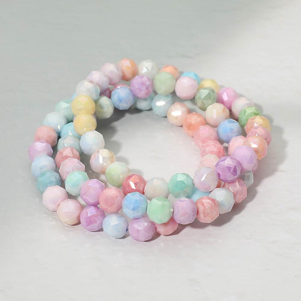 3PCS - Faceted Beaded Stretch Multi Layered Bracelets