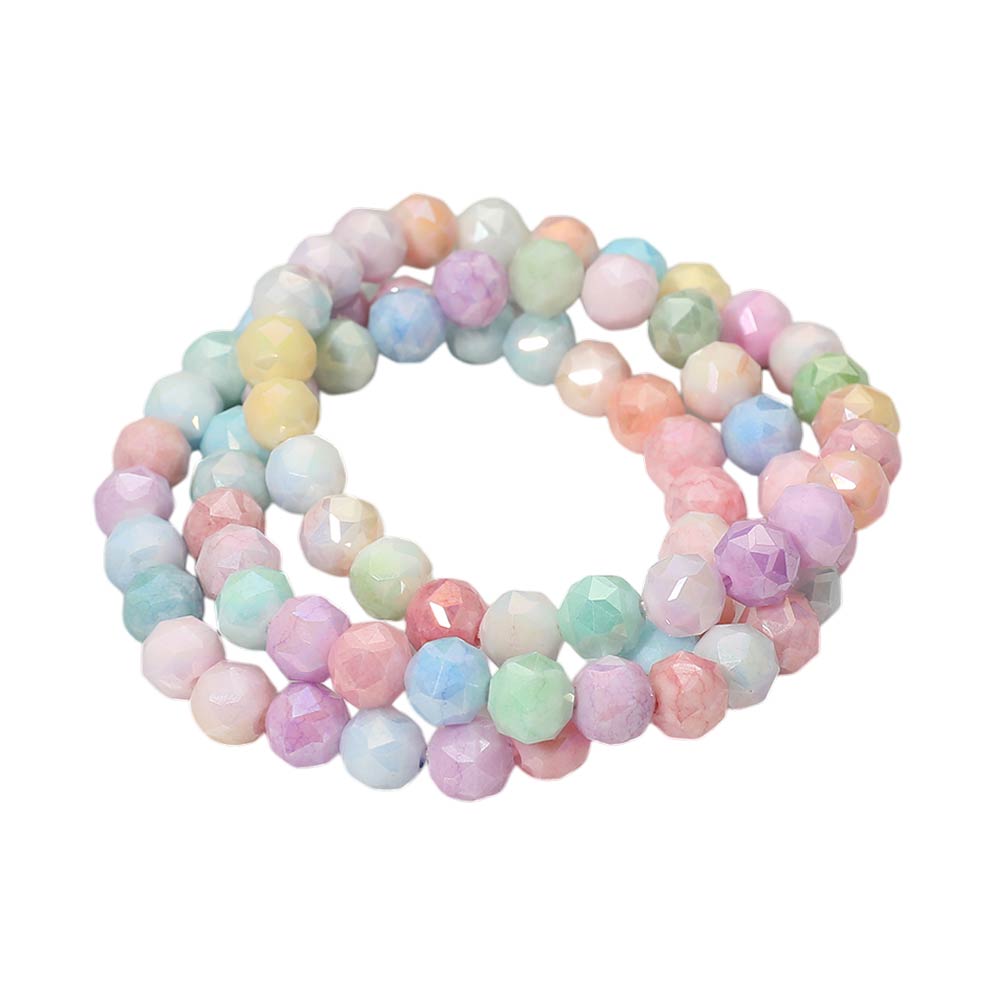3PCS - Faceted Beaded Stretch Multi Layered Bracelets