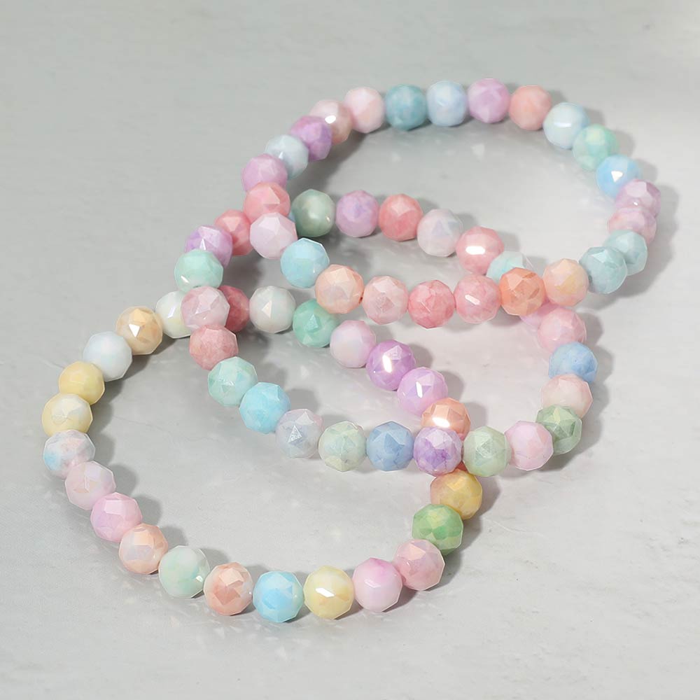 3PCS - Faceted Beaded Stretch Multi Layered Bracelets