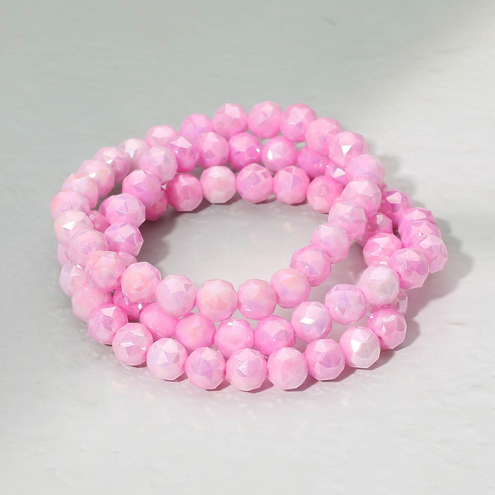 3PCS - Faceted Beaded Stretch Multi Layered Bracelets