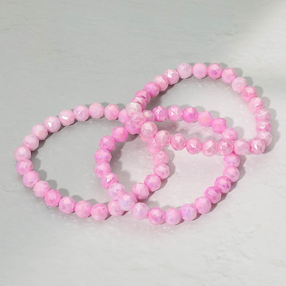 3PCS - Faceted Beaded Stretch Multi Layered Bracelets