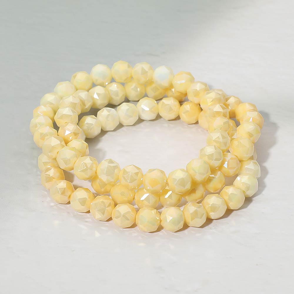 3PCS - Faceted Beaded Stretch Multi Layered Bracelets