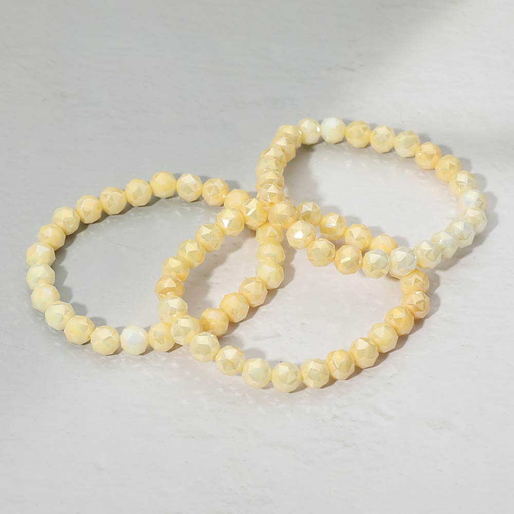 3PCS - Faceted Beaded Stretch Multi Layered Bracelets