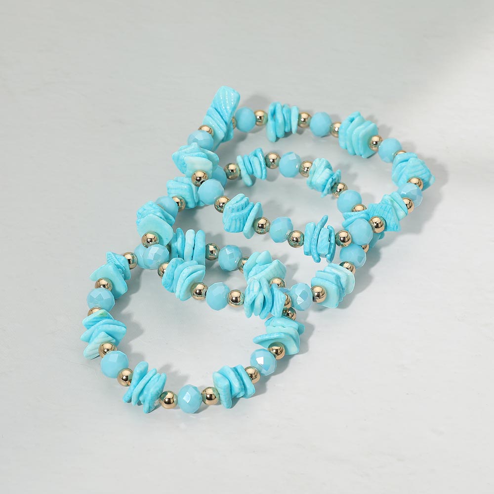 3PCS - Boho Chip Beaded Stretch Multi Layered Bracelets