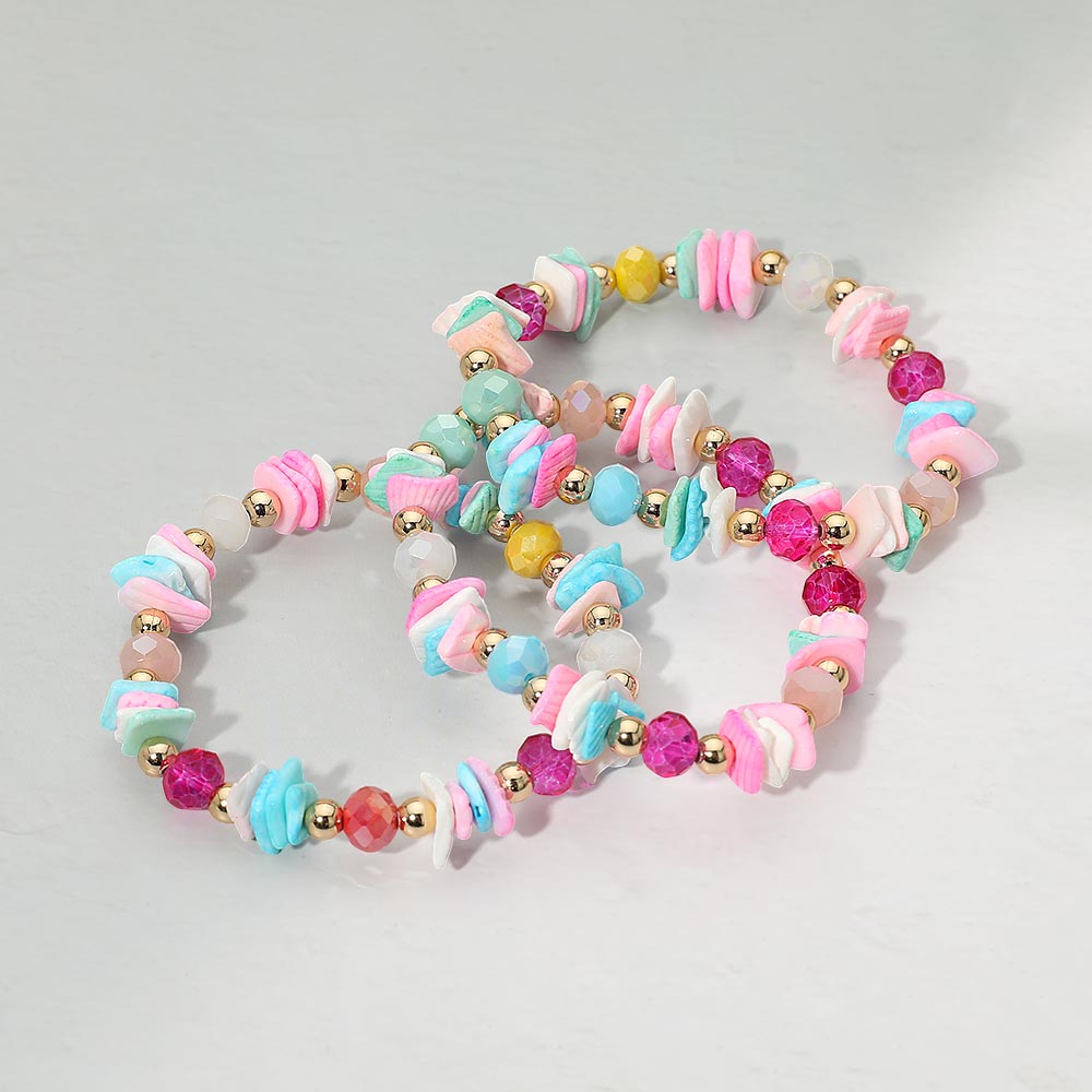 3PCS - Boho Chip Beaded Stretch Multi Layered Bracelets