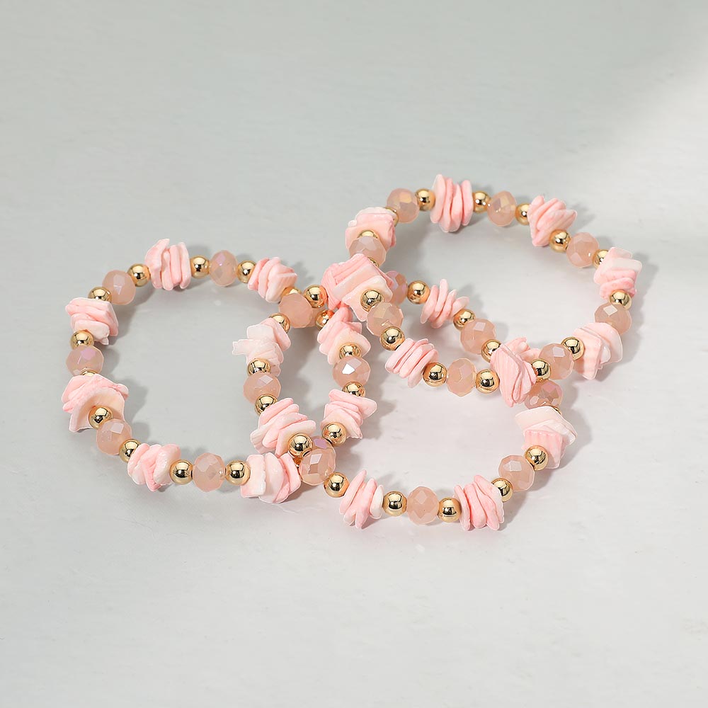 3PCS - Boho Chip Beaded Stretch Multi Layered Bracelets