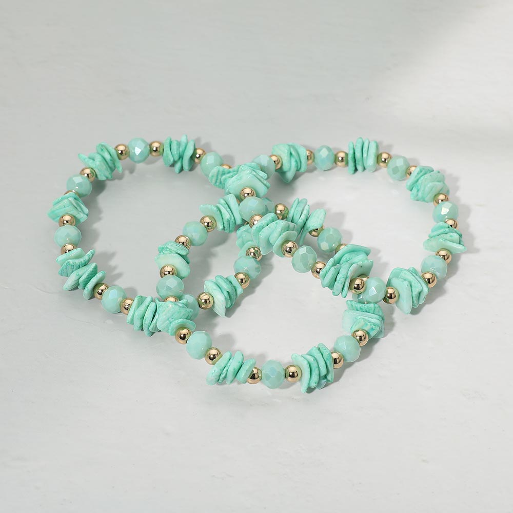 3PCS - Boho Chip Beaded Stretch Multi Layered Bracelets