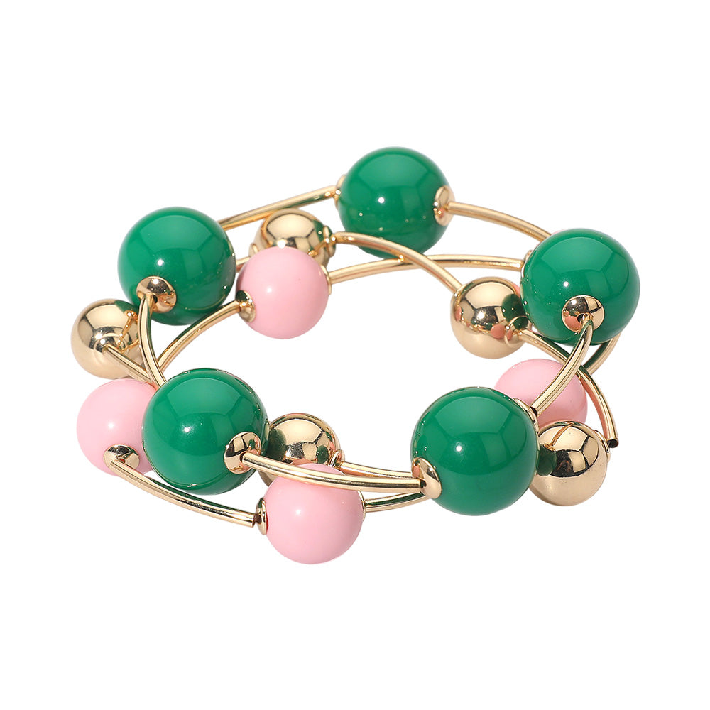 3PCS - Bold Bubble Beaded Stretch Multi Layered Bracelets