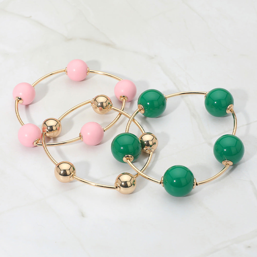 3PCS - Bold Bubble Beaded Stretch Multi Layered Bracelets