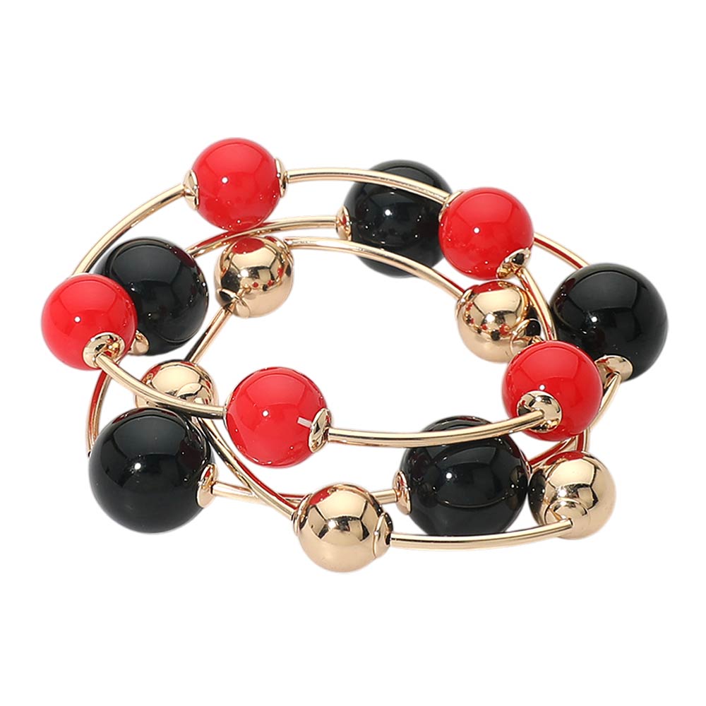 3PCS - Bold Bubble Beaded Stretch Multi Layered Bracelets
