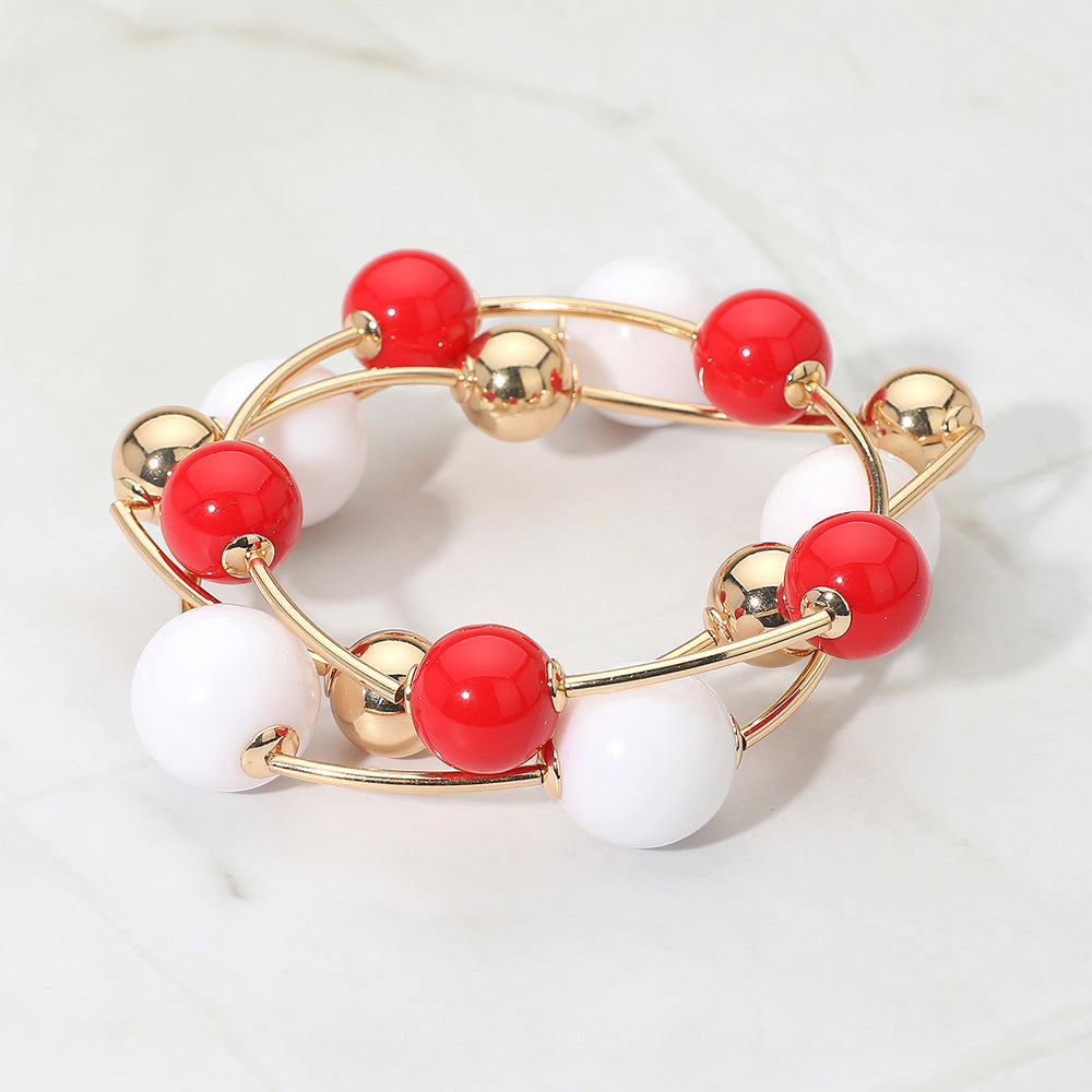 3PCS - Bold Bubble Beaded Stretch Multi Layered Bracelets