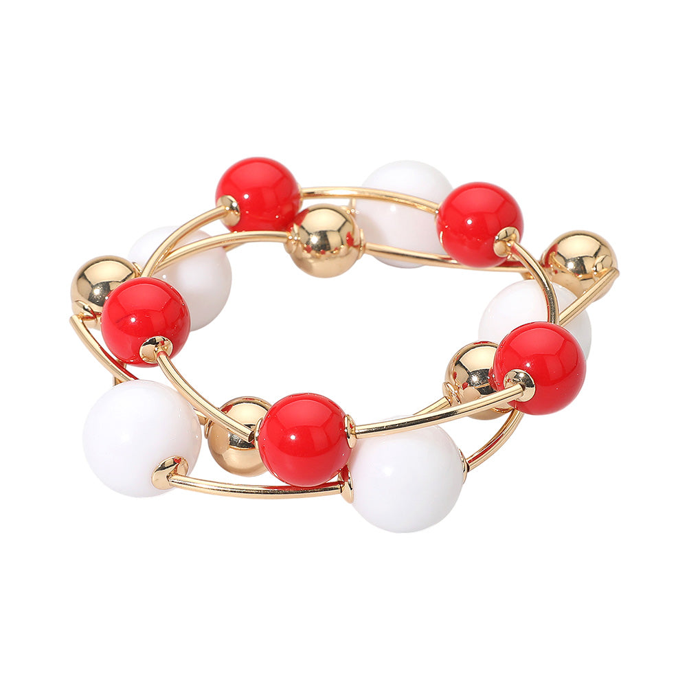 3PCS - Bold Bubble Beaded Stretch Multi Layered Bracelets