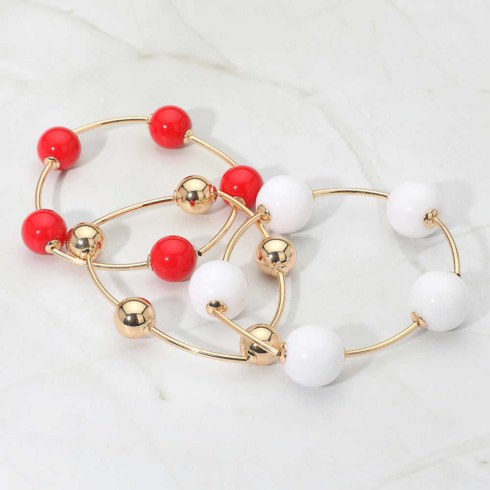 3PCS - Bold Bubble Beaded Stretch Multi Layered Bracelets