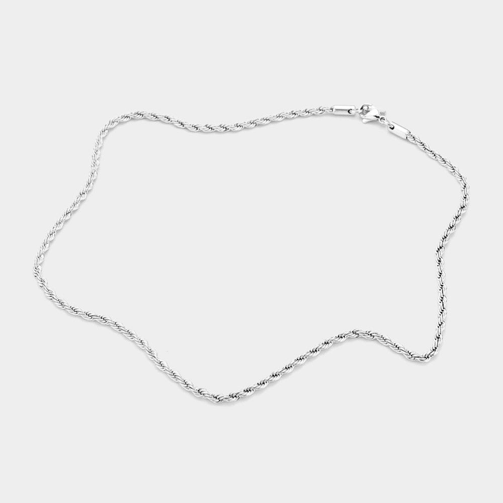 16 INCH, 3mm Stainless Steel Rope Chain Necklace