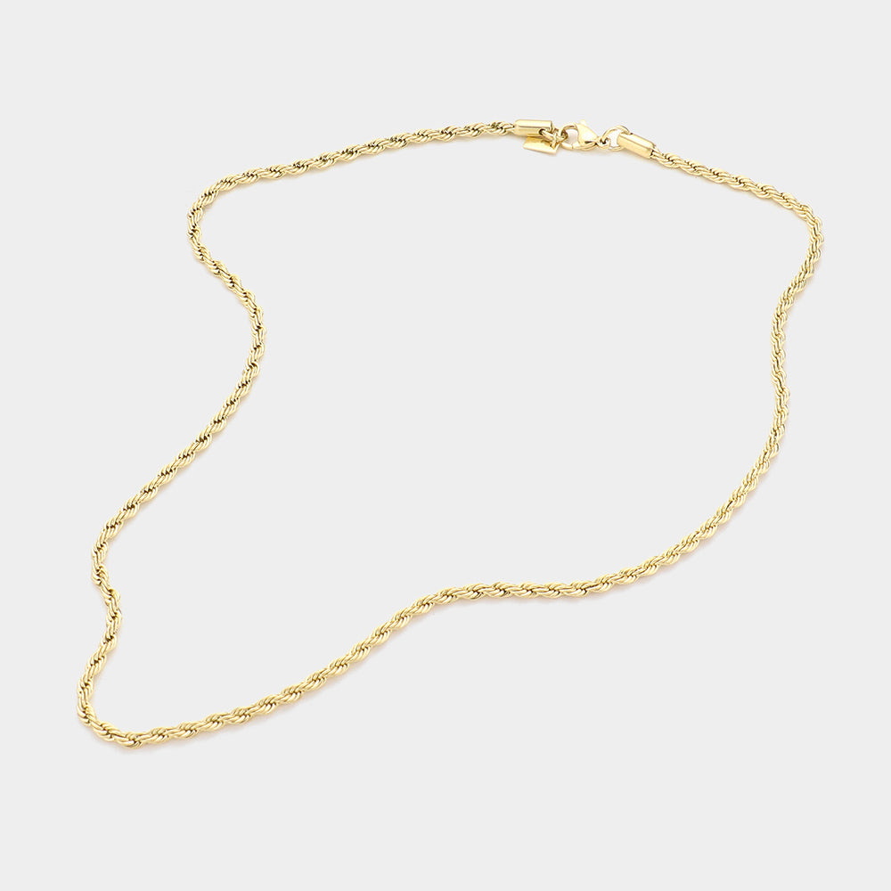 18 INCH, 3mm Stainless Steel Rope Chain Necklace