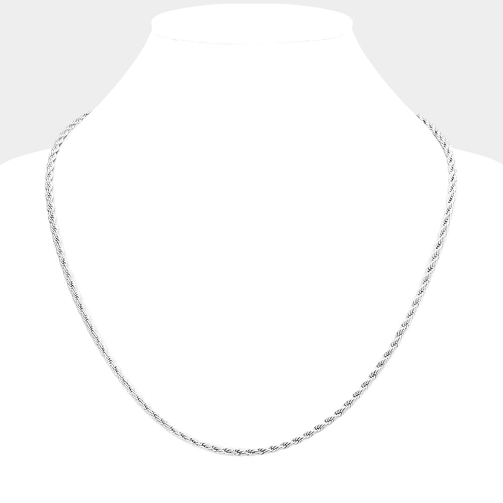 18 INCH, 3mm Stainless Steel Rope Chain Necklace