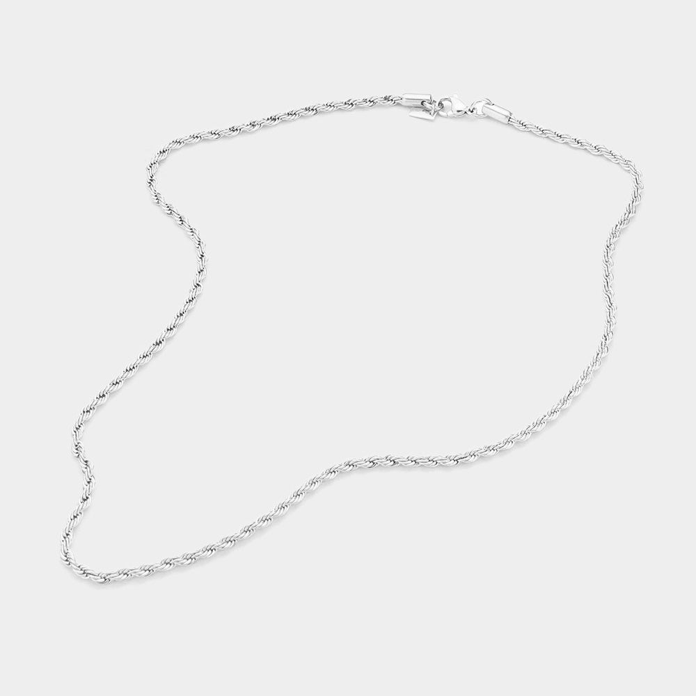 18 INCH, 3mm Stainless Steel Rope Chain Necklace