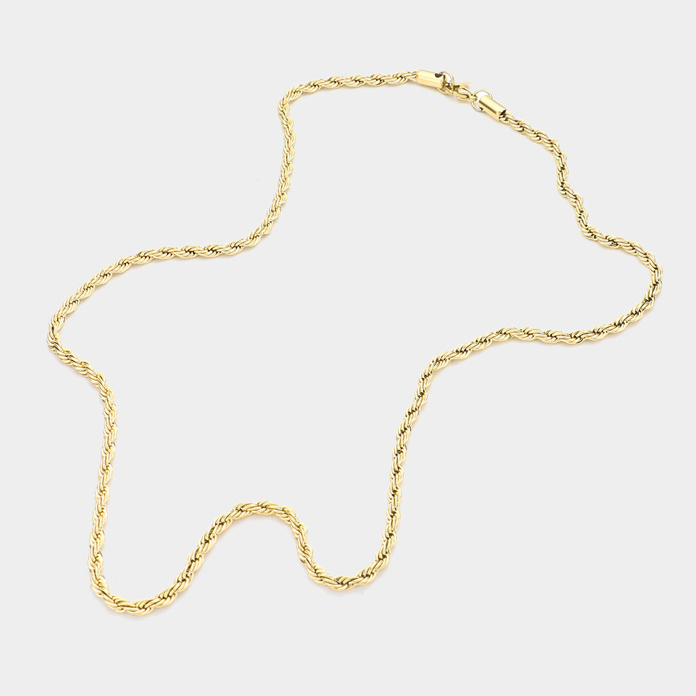 24 INCH, 4mm Stainless Steel Rope Chain Necklace