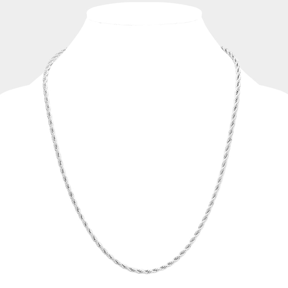 24 INCH, 4mm Stainless Steel Rope Chain Necklace