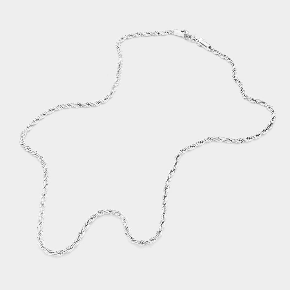 24 INCH, 4mm Stainless Steel Rope Chain Necklace