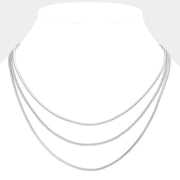 Brass Metal Triple Layered Chain Necklace