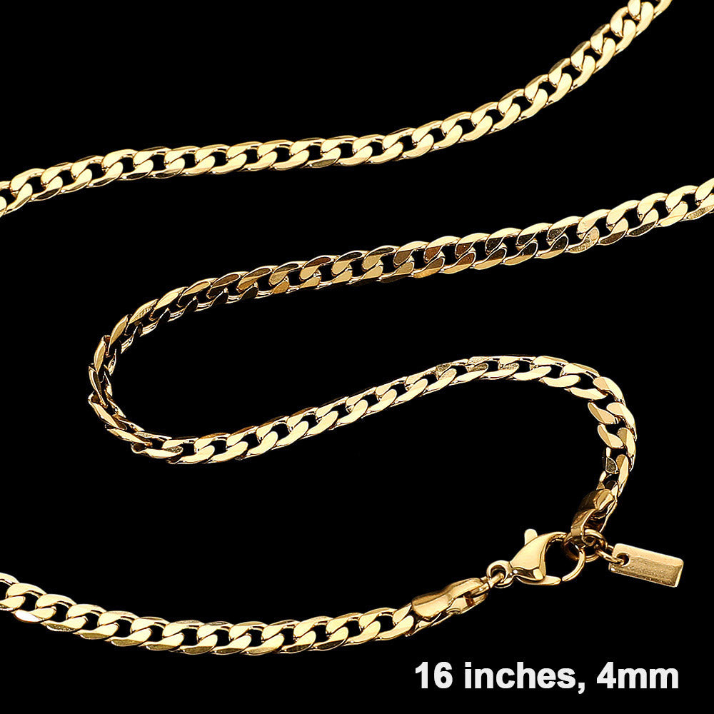 17 INCH, Stainless Steel Cuban Chain Necklace