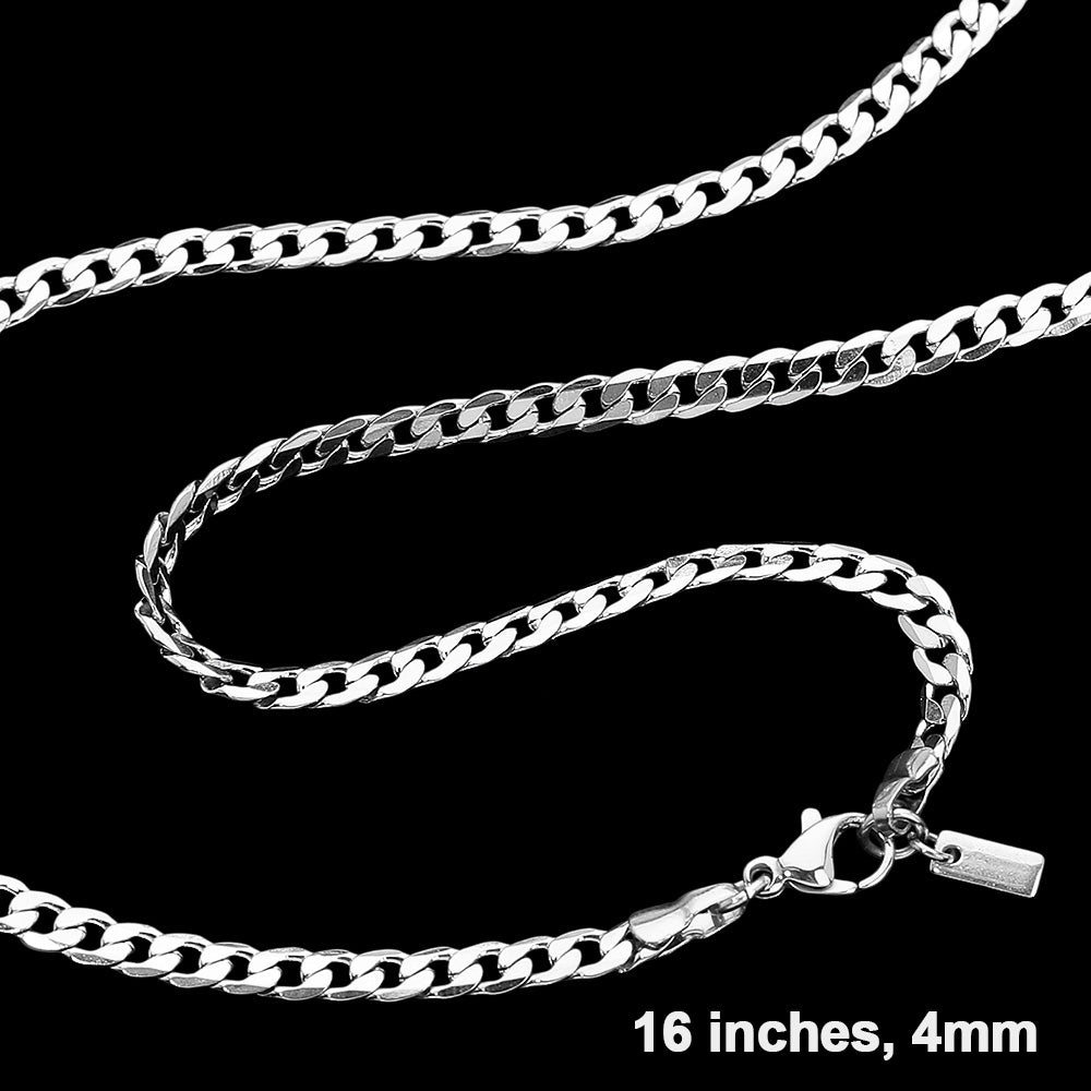 17 INCH, Stainless Steel Cuban Chain Necklace