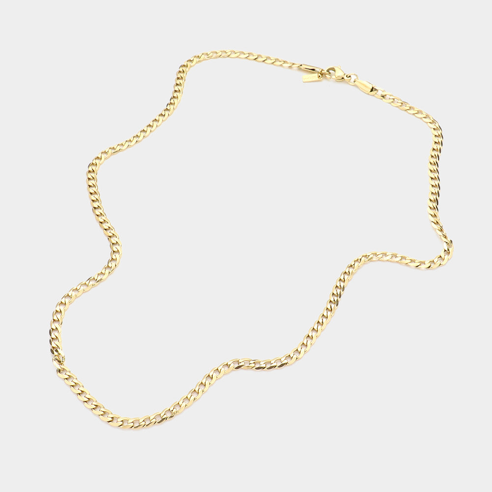 20 INCH, 4mm Stainless Steel Diamond Cut Cuban Chain Necklace