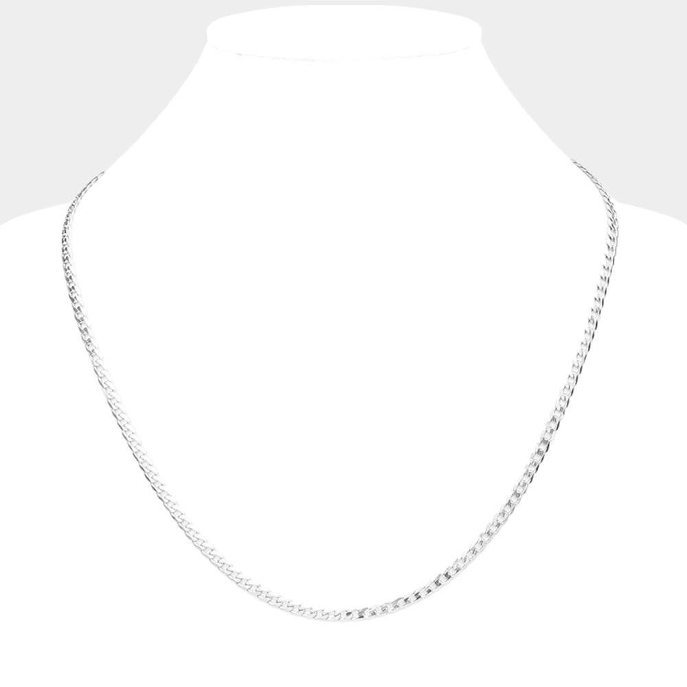 20 INCH, 4mm Stainless Steel Diamond Cut Cuban Chain Necklace