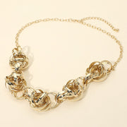 Abstract Textured Metal Interlocking Ball Link Necklace